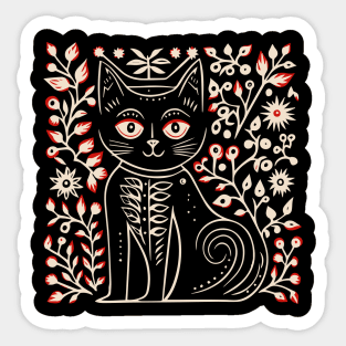 Lino Cut Cat Sticker